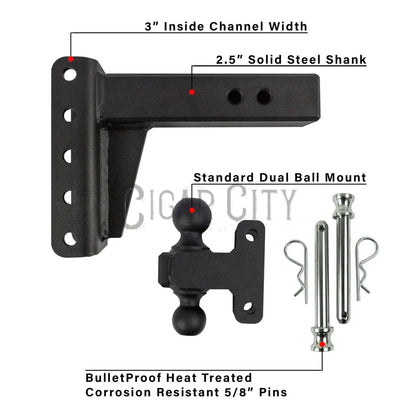 2.5" Heavy Duty 4" Drop/Rise Hitch — Bulletproof Hitches Cigarcity Softwash