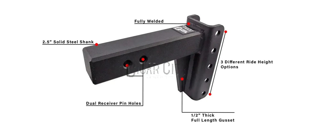 2.5" Heavy Duty 4" Drop/Rise Hitch — Bulletproof Hitches Cigarcity Softwash
