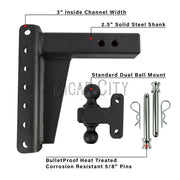 2.5" Heavy Duty 8" Drop/Rise Hitch — Bulletproof Hitches Cigarcity Softwash