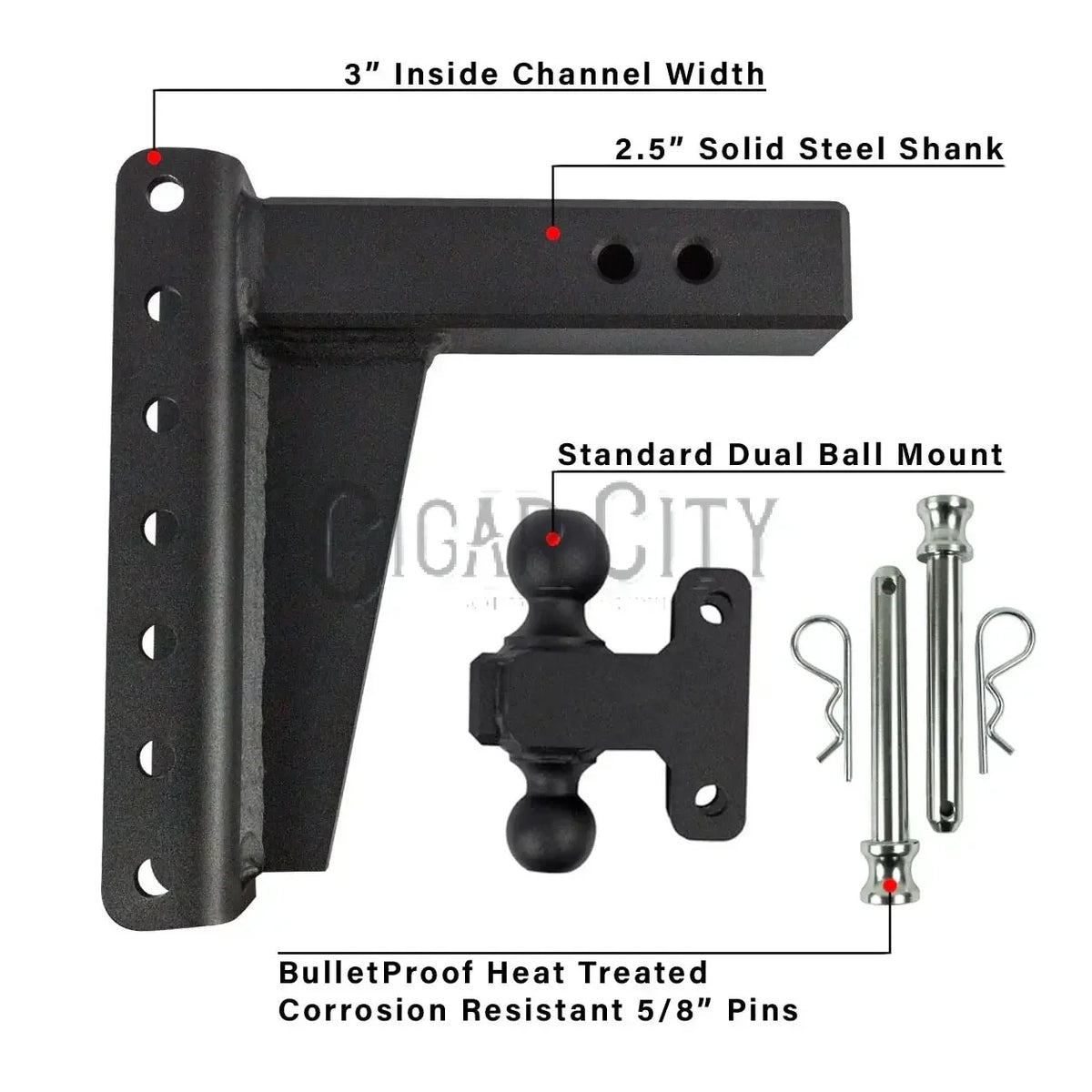 2.5" Heavy Duty 8" Drop/Rise Hitch — Bulletproof Hitches Cigarcity Softwash
