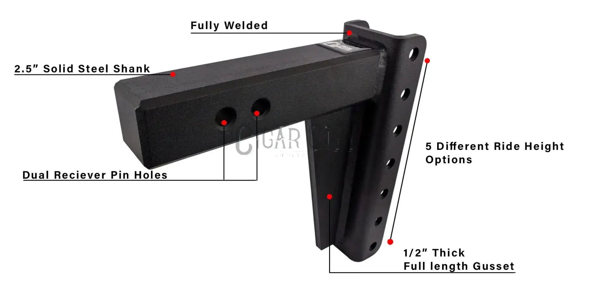 2.5" Heavy Duty 8" Drop/Rise Hitch — Bulletproof Hitches Cigarcity Softwash