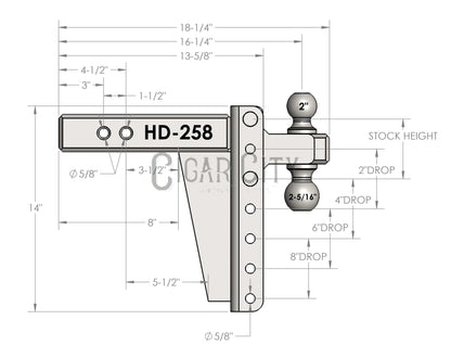 2.5" Heavy Duty 8" Drop/Rise Hitch — Bulletproof Hitches Cigarcity Softwash