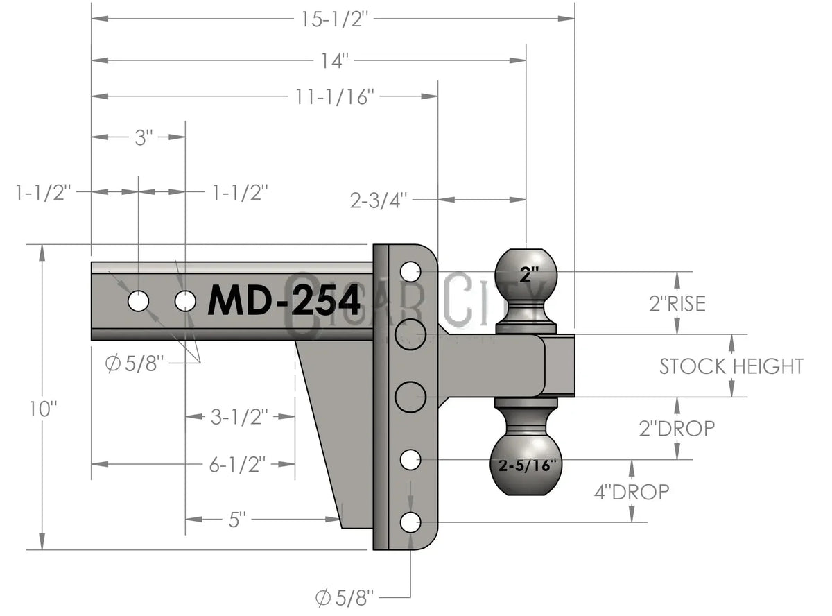 2.5" Medium Duty 4" Drop/Rise Hitch — Bulletproof Hitches Cigarcity Softwash