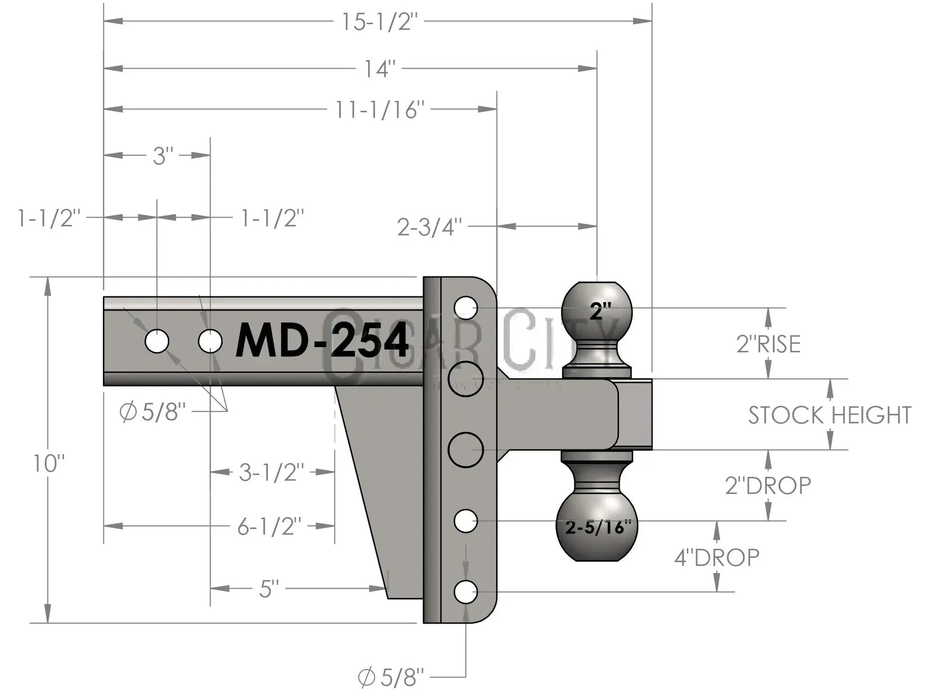 2.5" Medium Duty 4" Drop/Rise Hitch — Bulletproof Hitches Cigarcity Softwash