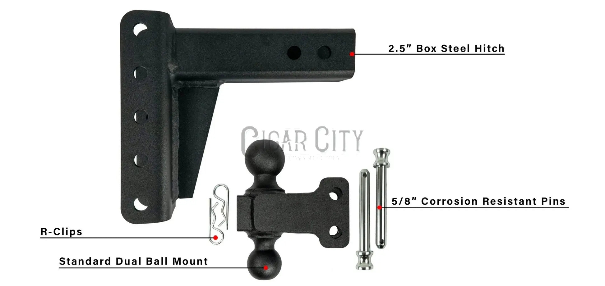 2.5" Medium Duty 4" Drop/Rise Hitch — Bulletproof Hitches Cigarcity Softwash