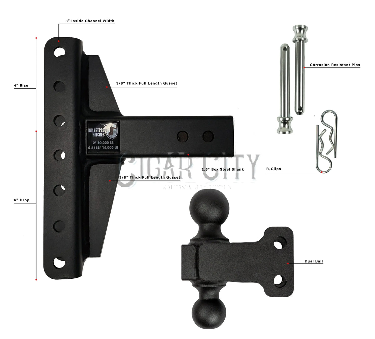 2.5" Medium Duty 4" & 6" Offset Hitch — Bulletproof Hitches Cigarcity Softwash