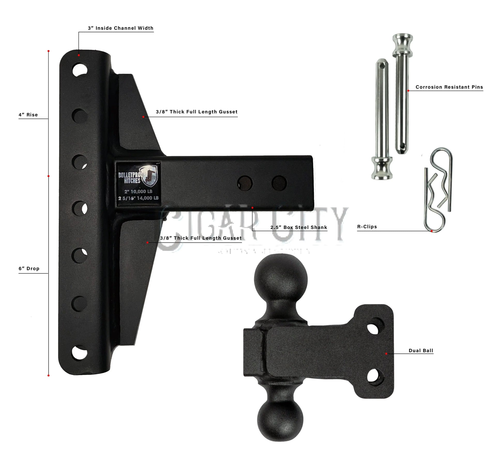 2.5" Medium Duty 4" & 6" Offset Hitch — Bulletproof Hitches Cigarcity Softwash