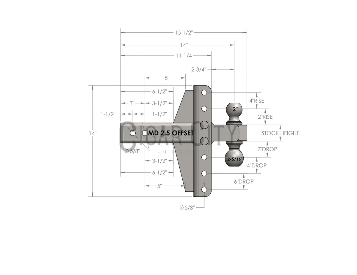 2.5" Medium Duty 4" & 6" Offset Hitch — Bulletproof Hitches Cigarcity Softwash