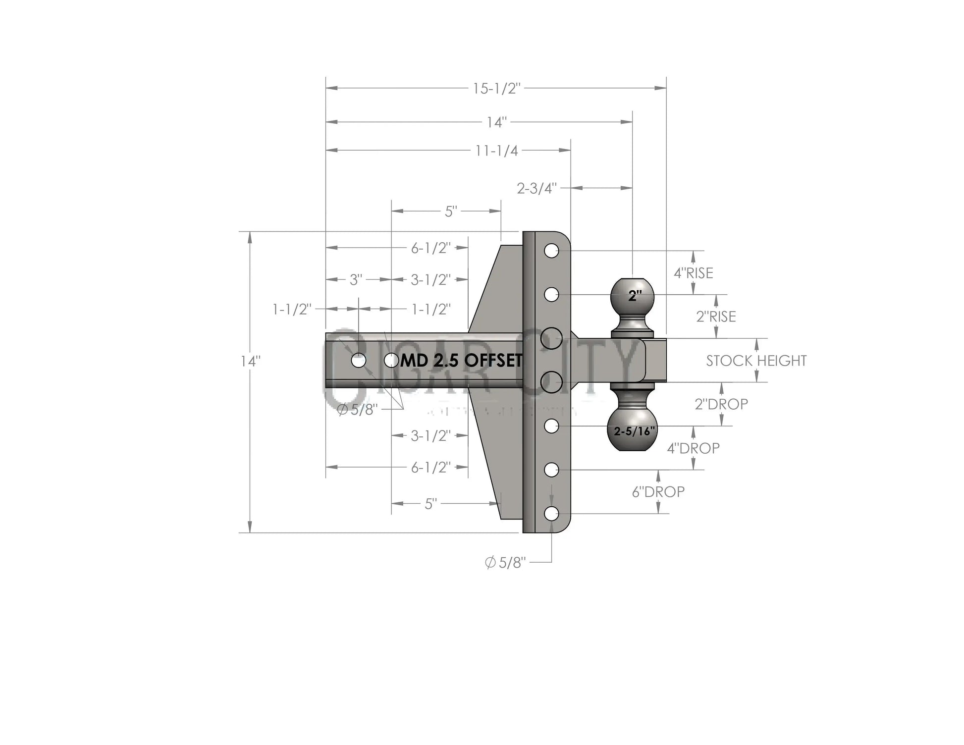 2.5" Medium Duty 4" & 6" Offset Hitch — Bulletproof Hitches Cigarcity Softwash