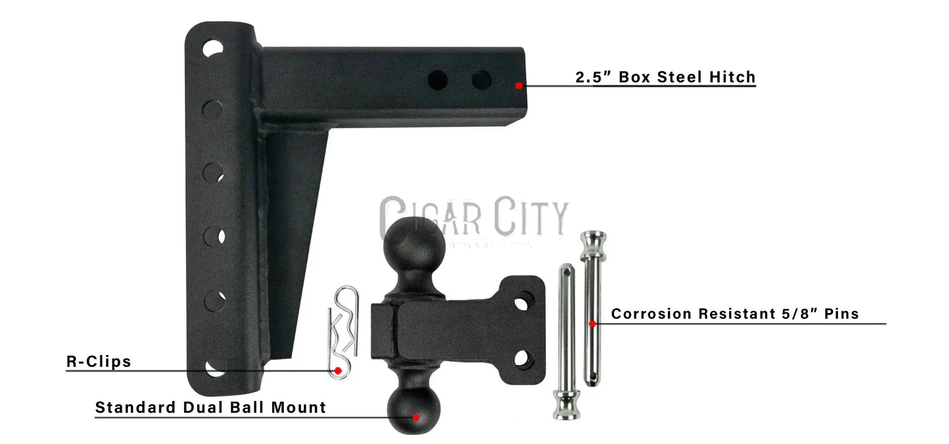 2.5" Medium Duty 6" Drop/Rise Hitch — Bulletproof Hitches Cigarcity Softwash
