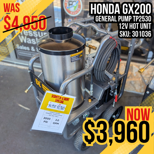 BE Scratch & Dent Hot Cart Honda GX200 w/ General TP2530 Pump 3,000 PSI 3.0 GPM Pressure Washer - HW2765HG (301036)