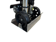 Softwash equipment with stainless steel tanks, black wheels, and metal base for professional cleaning