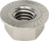 Stainless steel flange nut with serrated washer for softwash equipment