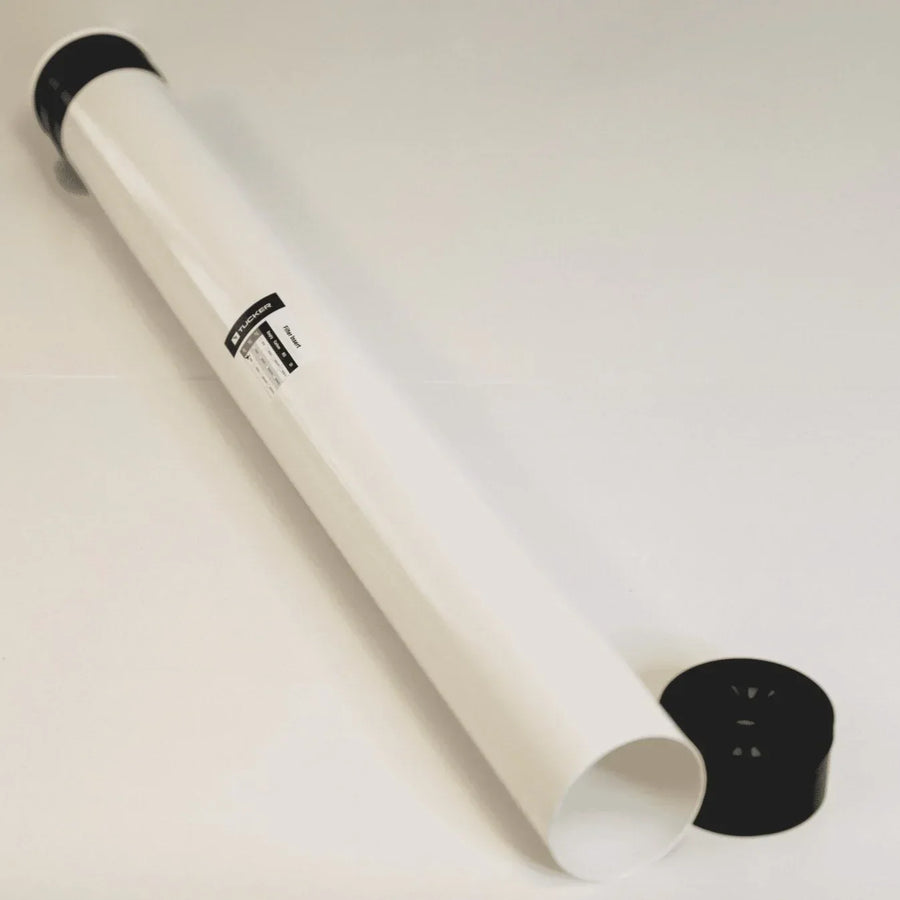 White PVC pipe with black end caps for softwash equipment systems