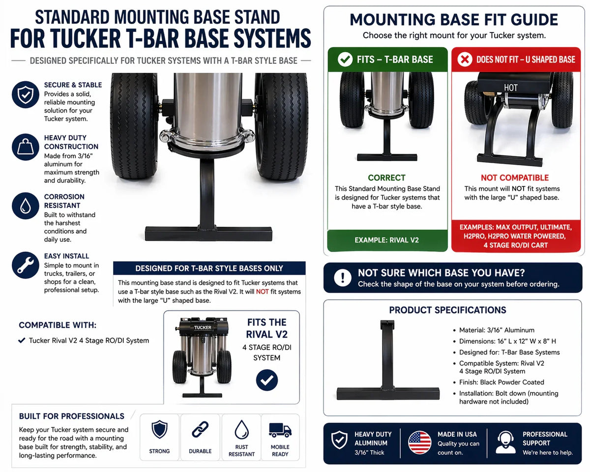 Tucker T-Bar Base Mounting Stand for Rival V2 Softwash Systems – Heavy Duty, Corrosion Resistant, USA Made