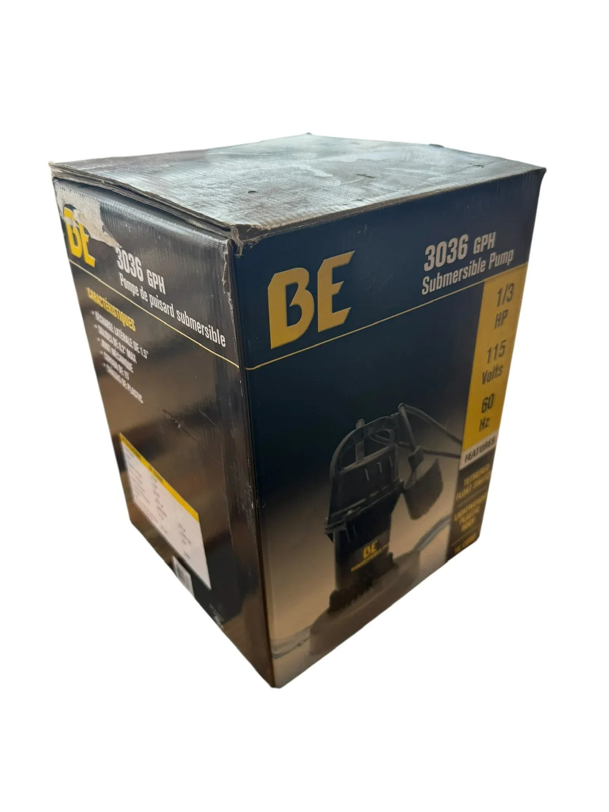 BE 3036 GPH submersible pump box, 1/3 HP, 115V for softwash cleaning systems