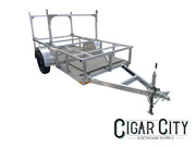 Aluminum softwash trailer with frame for equipment transport, ideal for cleaning business setups