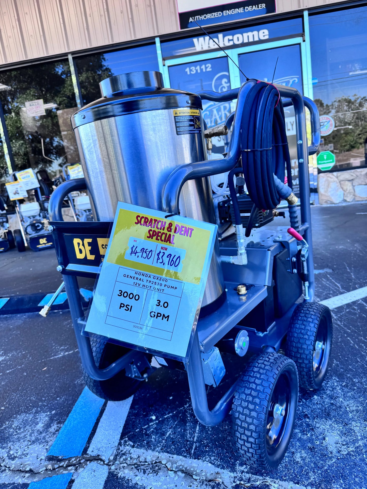 BE Scratch & Dent Hot Cart Honda GX200 w/ General TP2530 Pump 3,000 PSI 3.0 GPM Pressure Washer - HW2765HG (301036) (Copy) BE