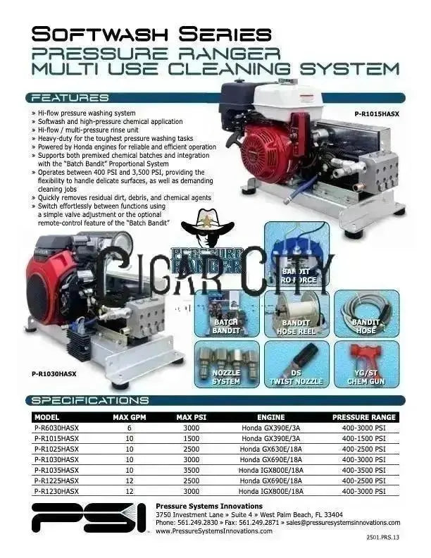 Bandit Pressure Ranger 6 GPM @ 3000 PSI with Proportioner & Remote – Honda GX390 - P-R6030HASX Pressure Systems Innovations