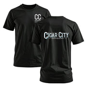 Black Cigar City Softwash Supply t-shirt with front and back logo design for cleaning professionals