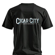 Black t-shirt with Cigar City Softwash Supply logo, ideal for softwash professionals and cleaning crews.