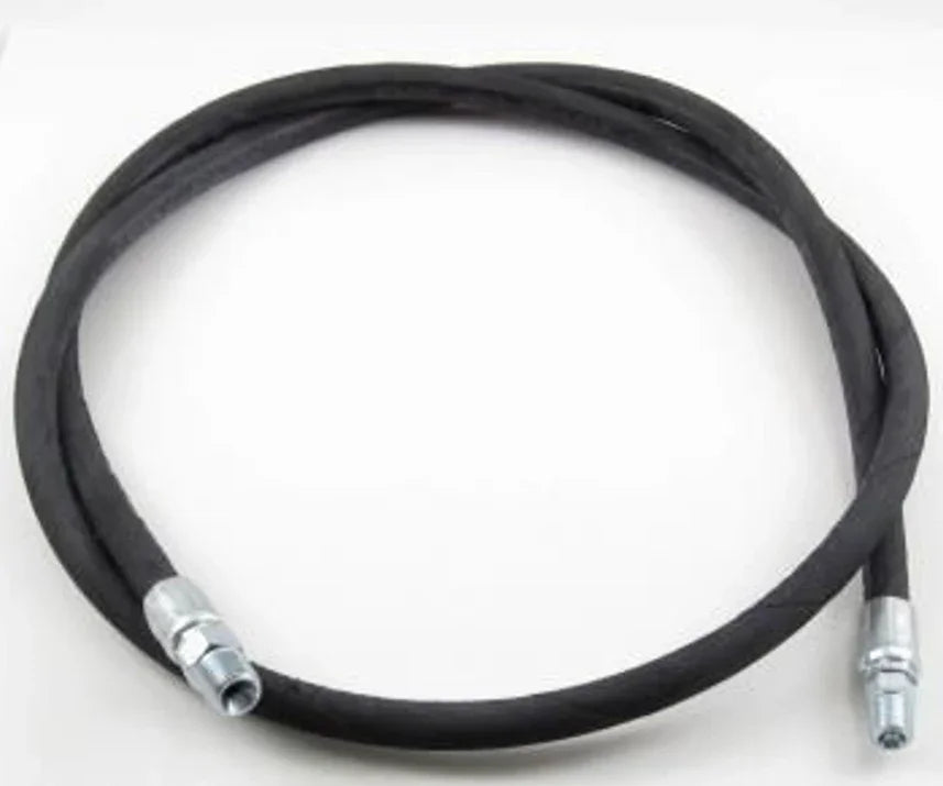 Black softwash hose with metal fittings for pressure washing equipment