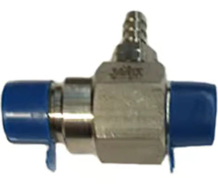Blue-capped brass softwash valve for pressure washing equipment