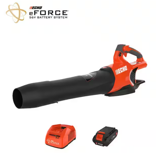 ECHO eFORCE 56V 151 MPH 526 CFM Cordless Battery Powered Handheld Leaf Blower with 2.5Ah Battery and Charger DPB2500C1