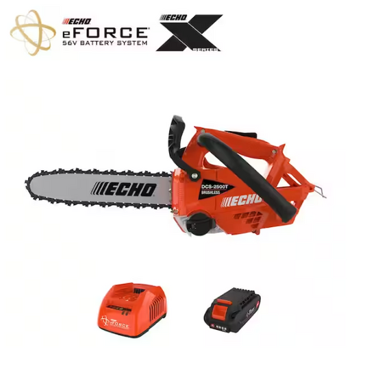 ECHO eFORCE 12 in. 56V X Series Top Handle Chainsaw w/ 2.5Ah Battery & Charger DCS2500T12C1