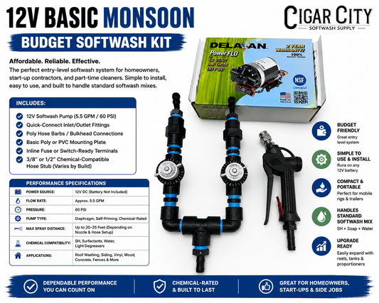 Basic 12V Monsoon Softwash Kit – Budget Starter System