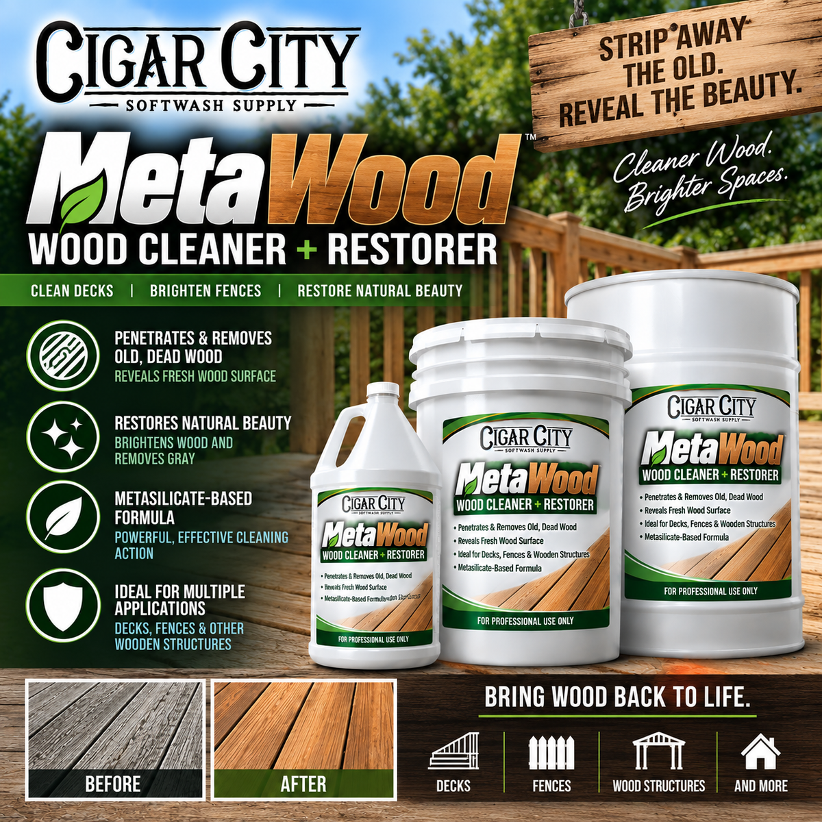 Meta Wood | Deck, Fence & Exterior Wood Restoration Cleaner