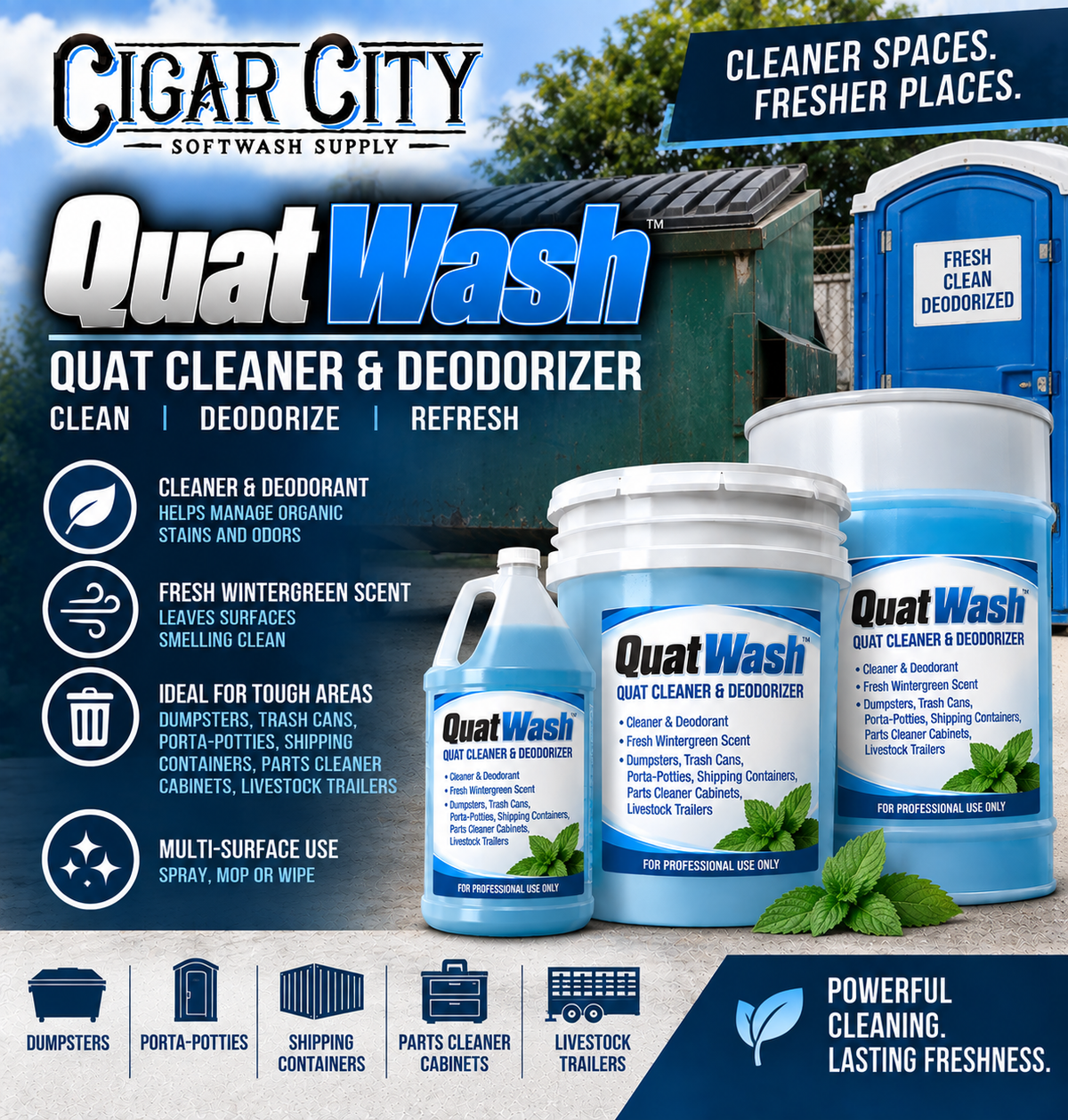 Quat Wash | Cleaner & Deodorizer for Soft Wash & Pressure Washing Systems
