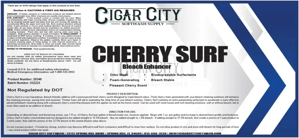 Cherry Surf Surfactant Chemicals Cigarcity Softwash.