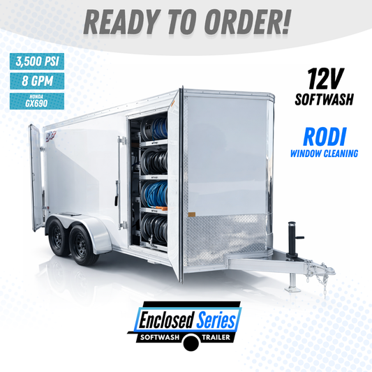 Enclosed 6x12 Pressure & Soft Washing Trailer and RODI Window Cleaning
