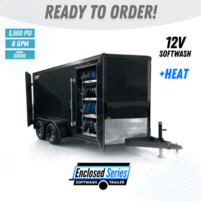 Enclosed 6x12 Pressure & Soft Washing Trailer with Heat