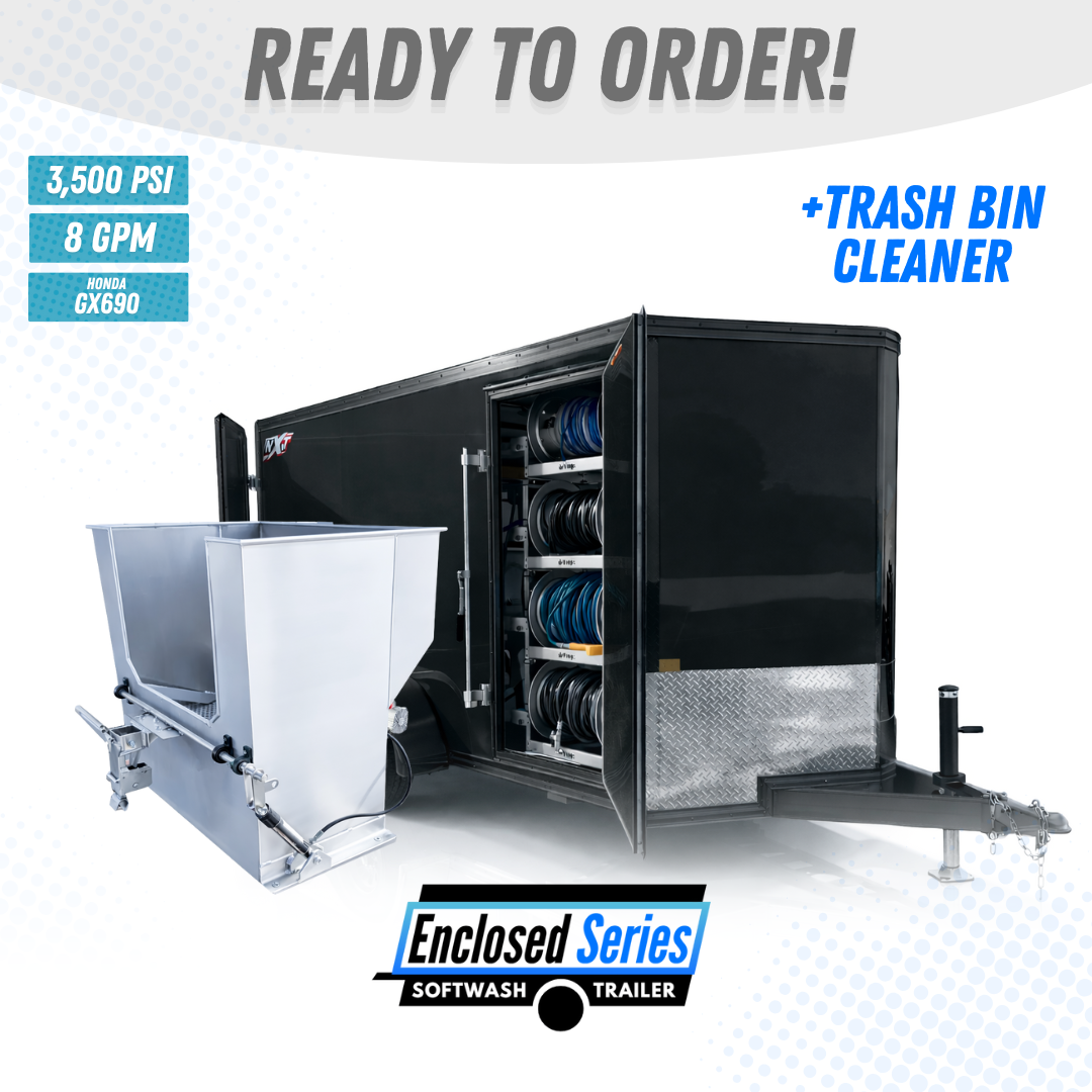 Enclosed 7x16 Pressure Wash, Soft Wash & Trash Bin Cleaning Trailer