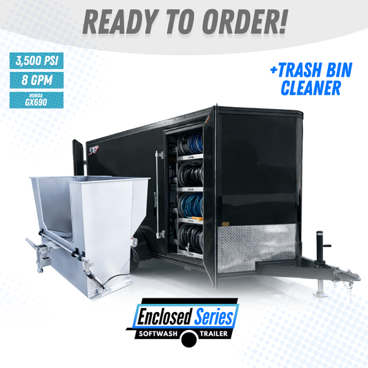 Enclosed 7x16 Pressure Wash, Soft Wash & Trash Bin Cleaning Trailer