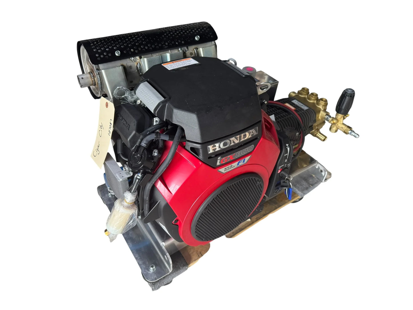 Honda GX800 softwash pressure washer engine with pump and controls for professional cleaning equipment