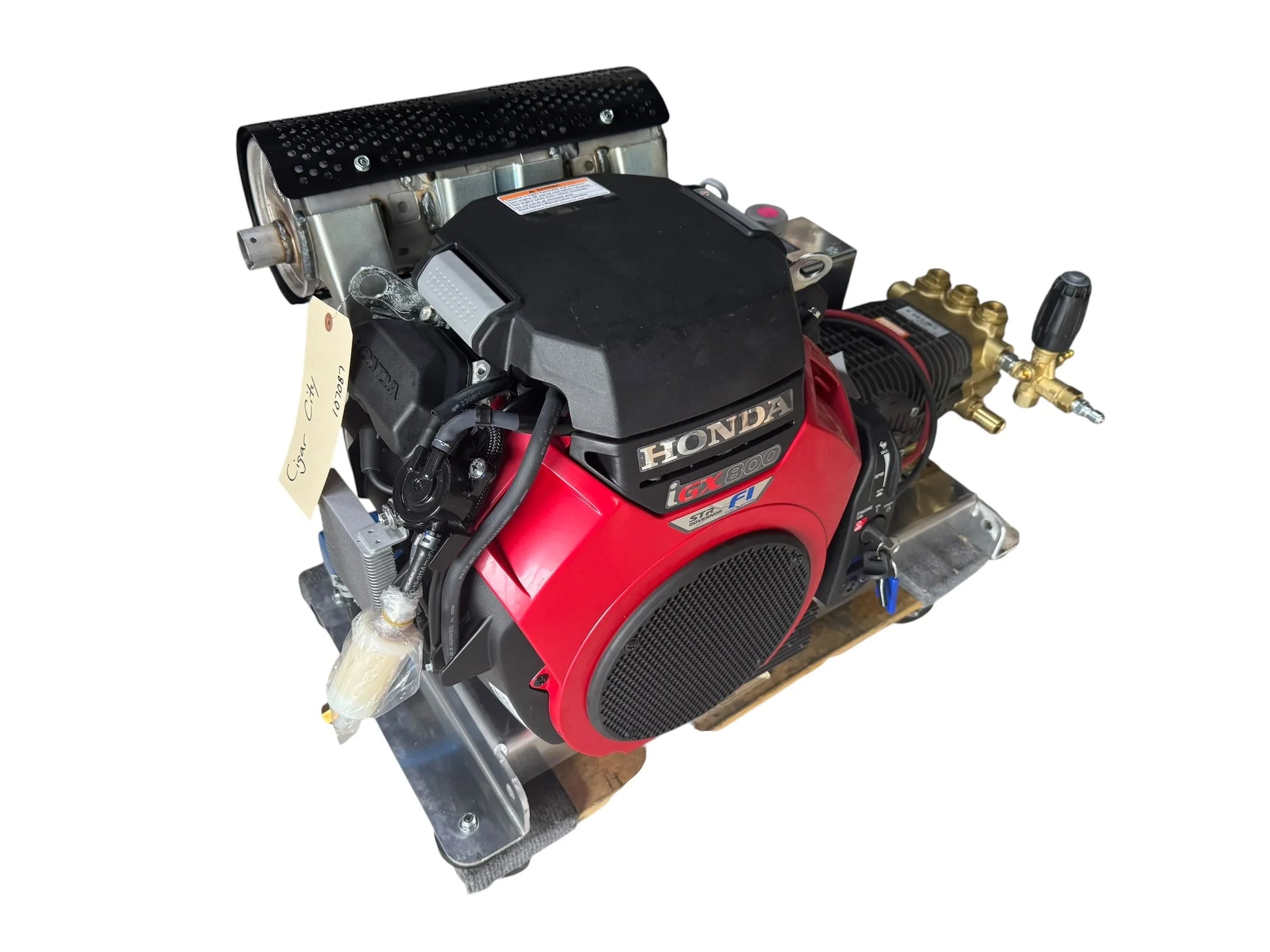 Honda GX800 softwash pressure washer engine with pump and controls for professional cleaning equipment