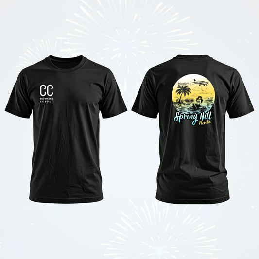 Cigar City Softwash Supply T-Shirt – Spring Hill Mermaids & Manatees – Black