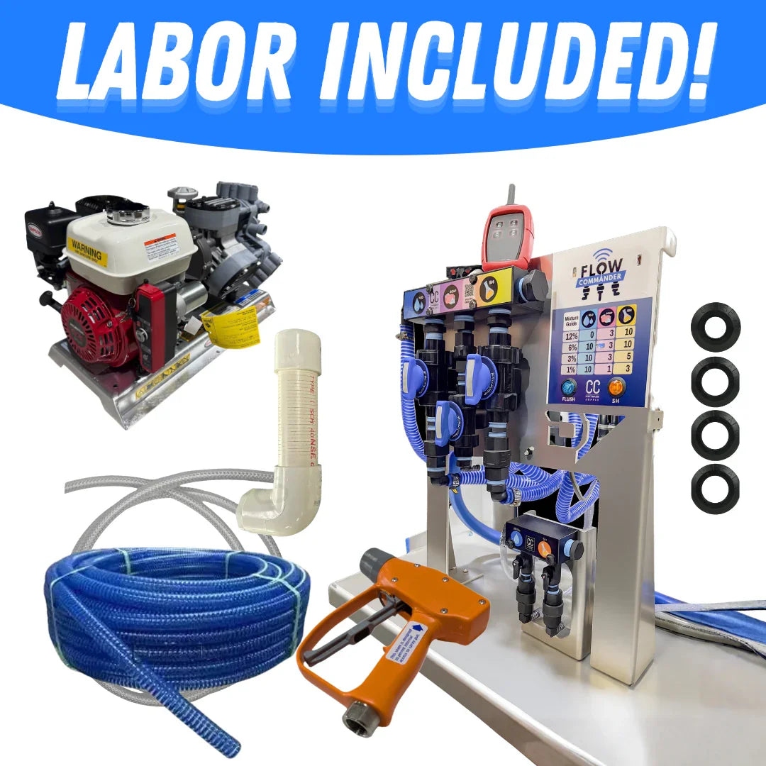 Softwash equipment kit with pump, Flow Commander, hoses, and spray gun — labor included