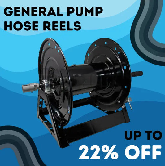 General Pump 12" A-Frame Hose Reel 3/8" x 150' – 5000 PSI DHRA50150 Barens