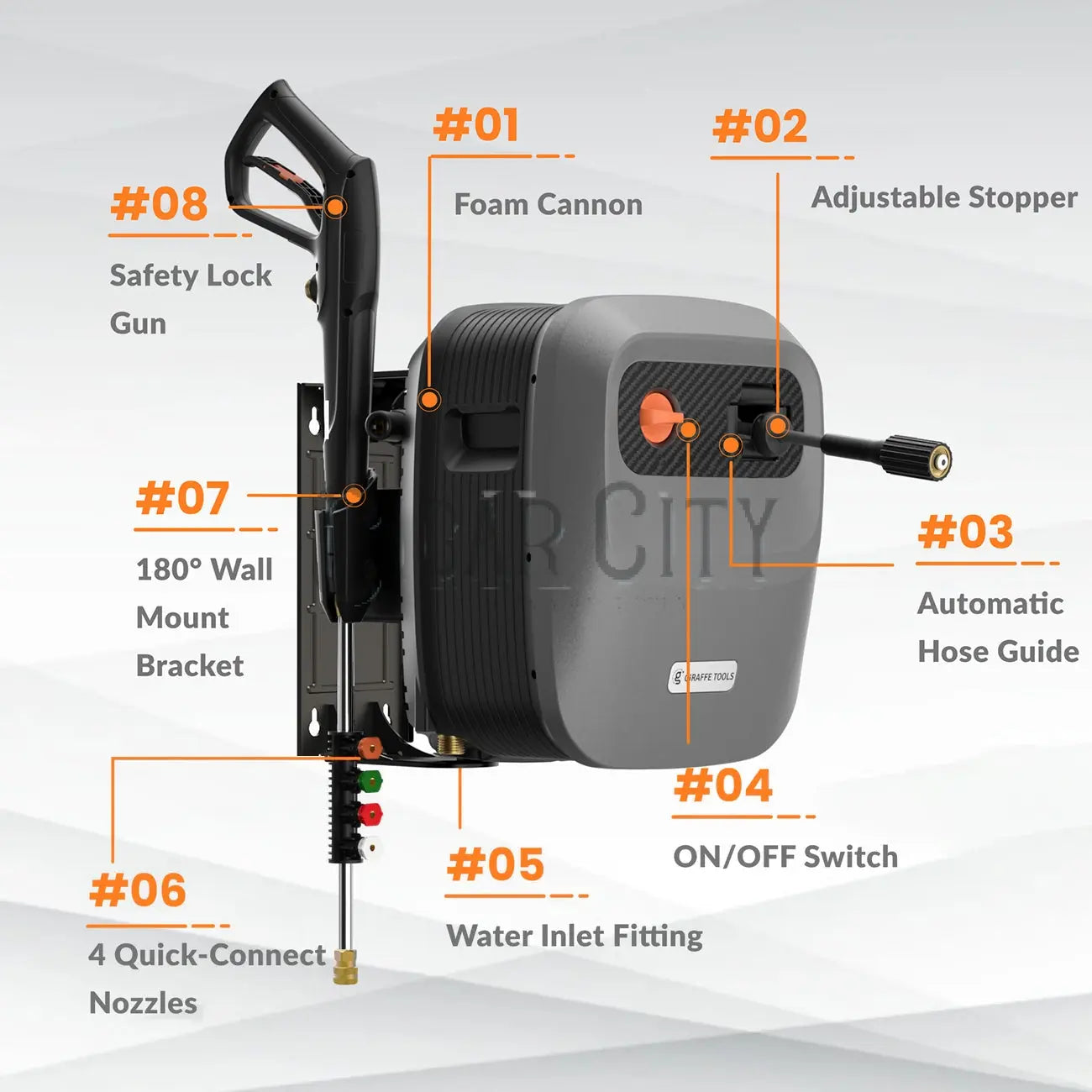 Grandfalls Retractable Pressure Washer G20 PRO Giraffe Tools