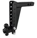 Black adjustable trailer hitch mount with ball coupler for softwash equipment towing