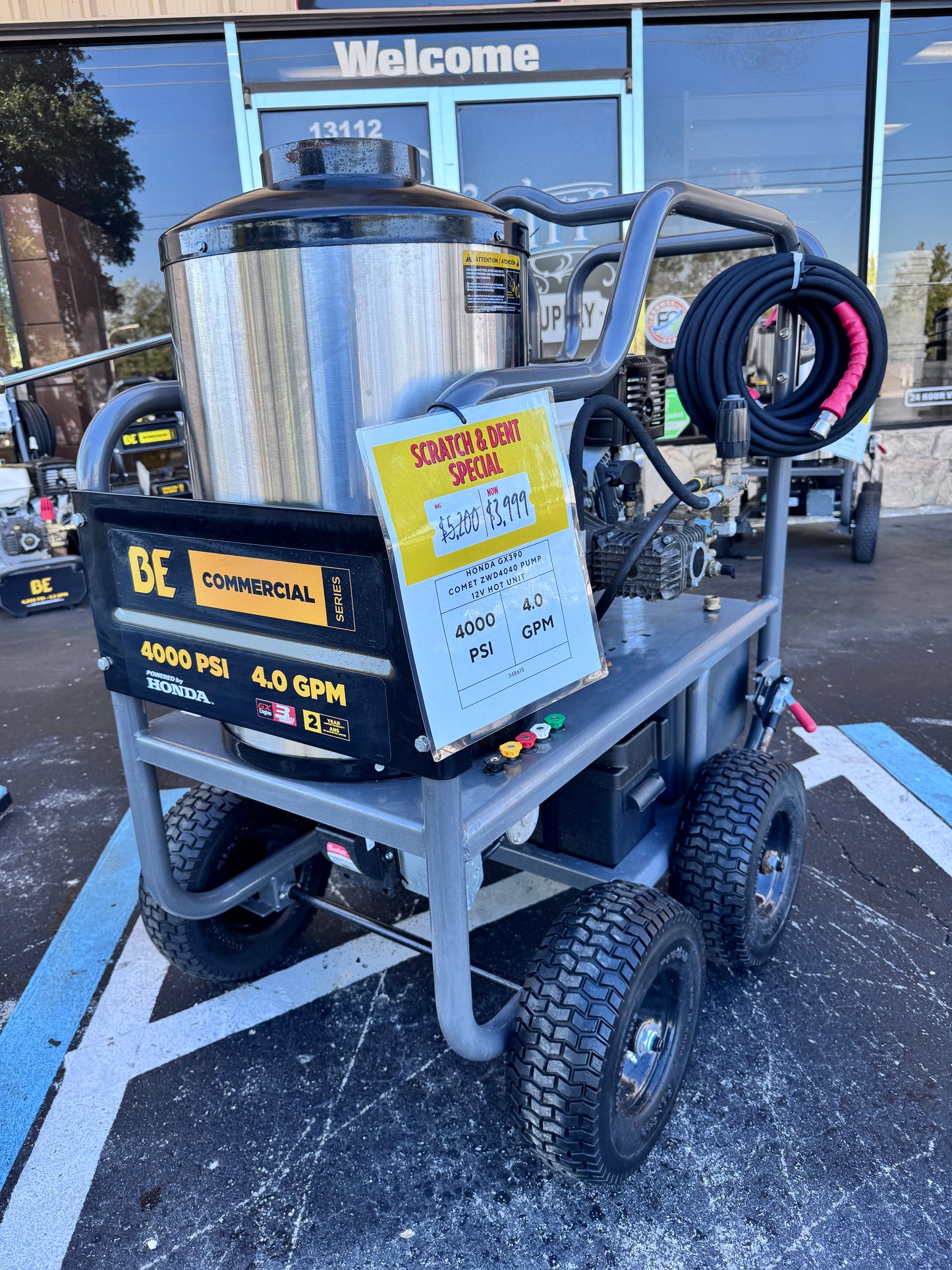 BE Scratch & Dent Hot Cart Honda GX390 w/ Comet ZWD4040 Pump 4,000 PSI 4.0 GPM Pressure Washer - HW4013HC (348615)