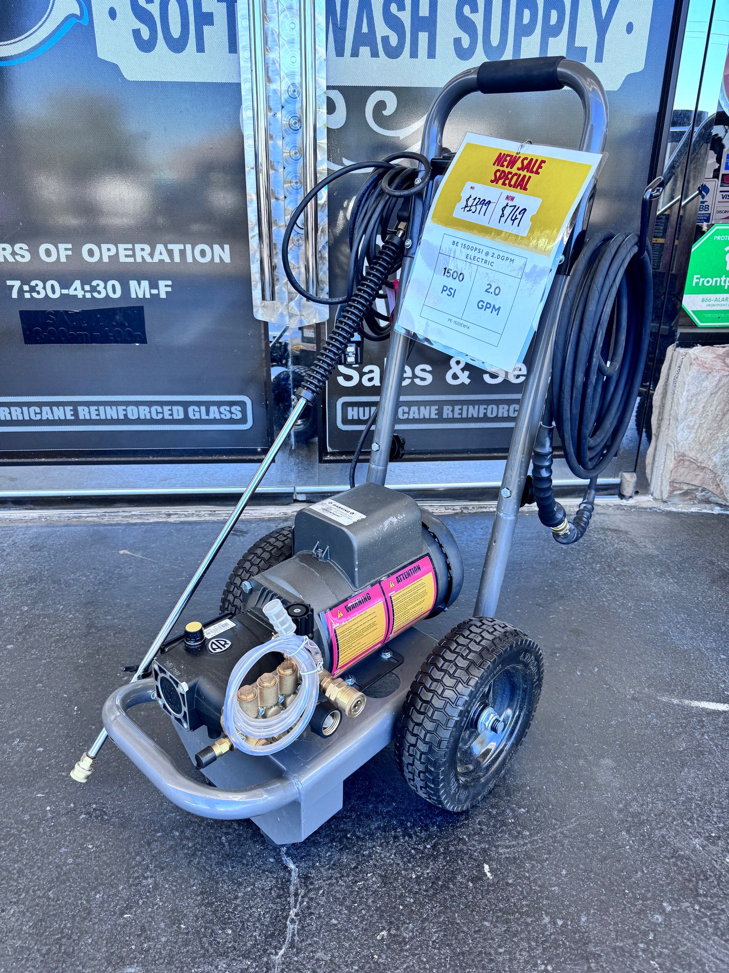 BE Scratch & Dent Electric Pressure Washer w/ Baldor Motor & AR Centurion Pump CTE123 1,500PSI @ 2GPM - PE-1520EW1A (295820)