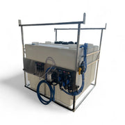 Professional softwash equipment with dual tanks, hoses, and control panel for commercial cleaning solutions