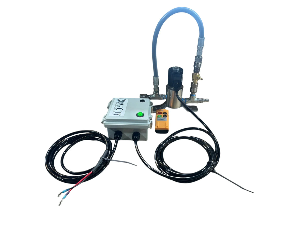 Softwash chemical injection system with control box, pump, hoses, and remote for professional cleaning equipment