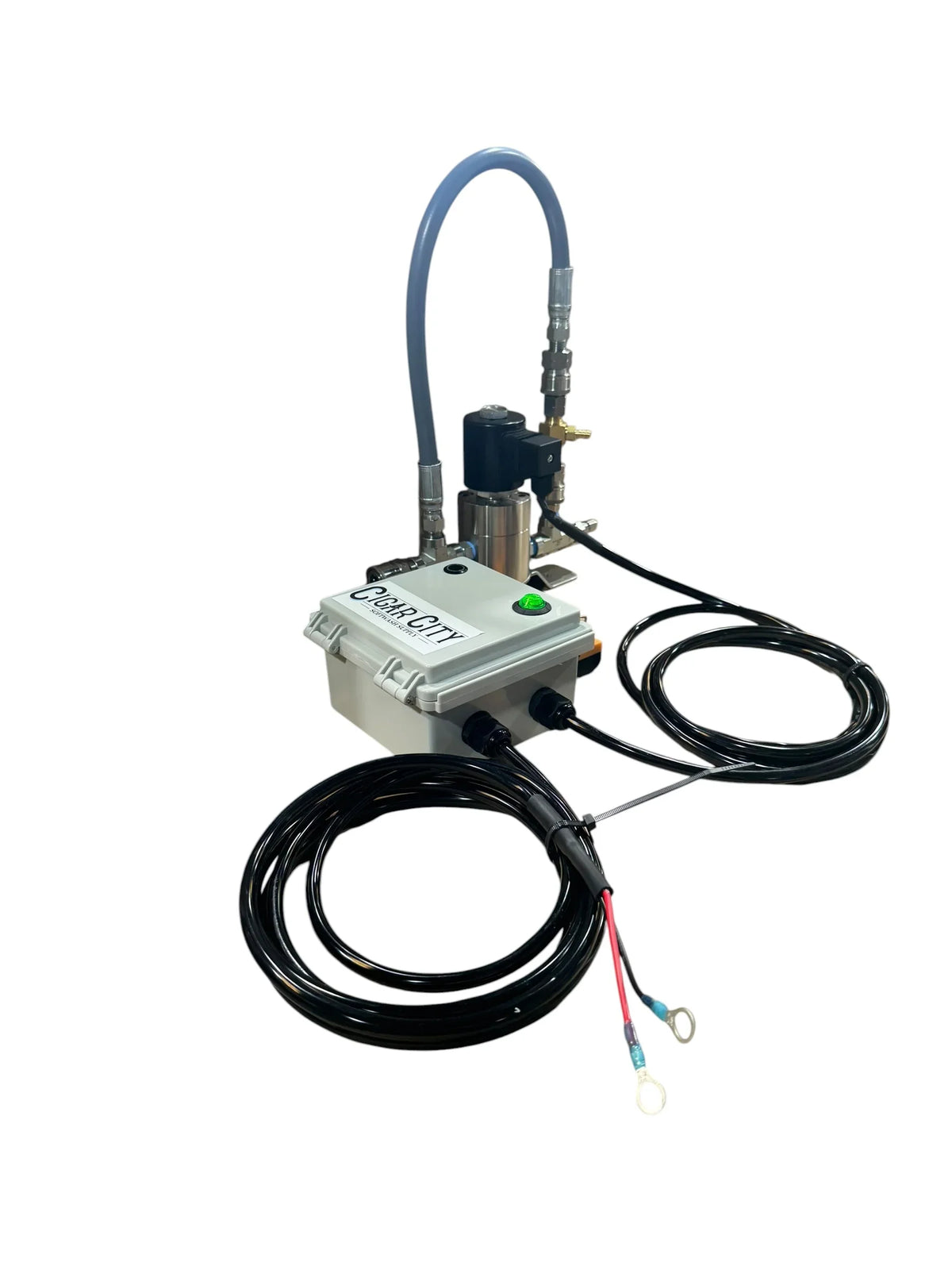 Clear City Softwash equipment with hoses and control box for professional cleaning solutions