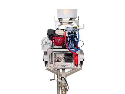 Professional softwash equipment with Honda engine, hoses, and chemical tanks for exterior cleaning solutions